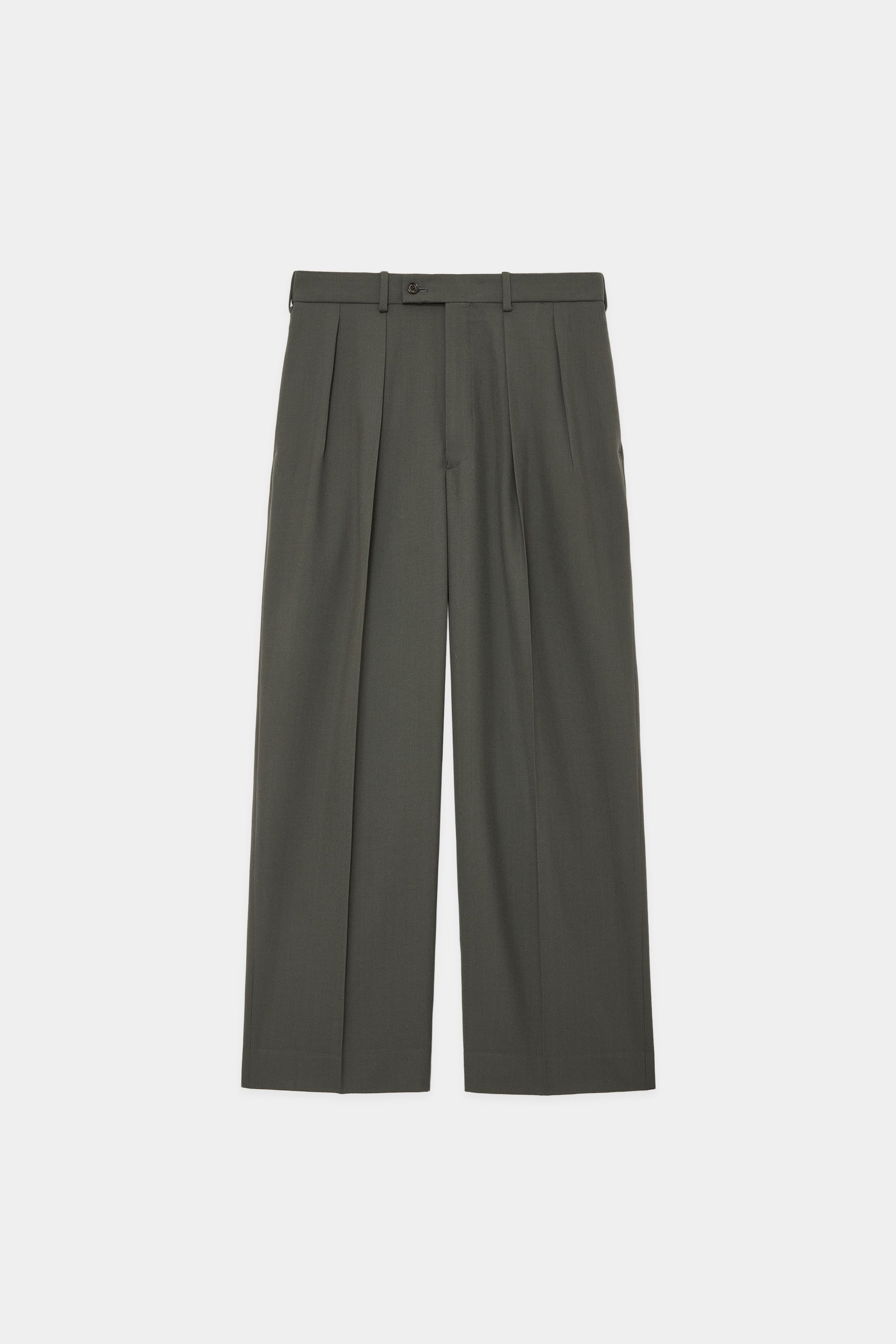 ORGANIC WOOL SURVIVAL CLOTH DOUBLE PLEATED TROUSERS, Olive