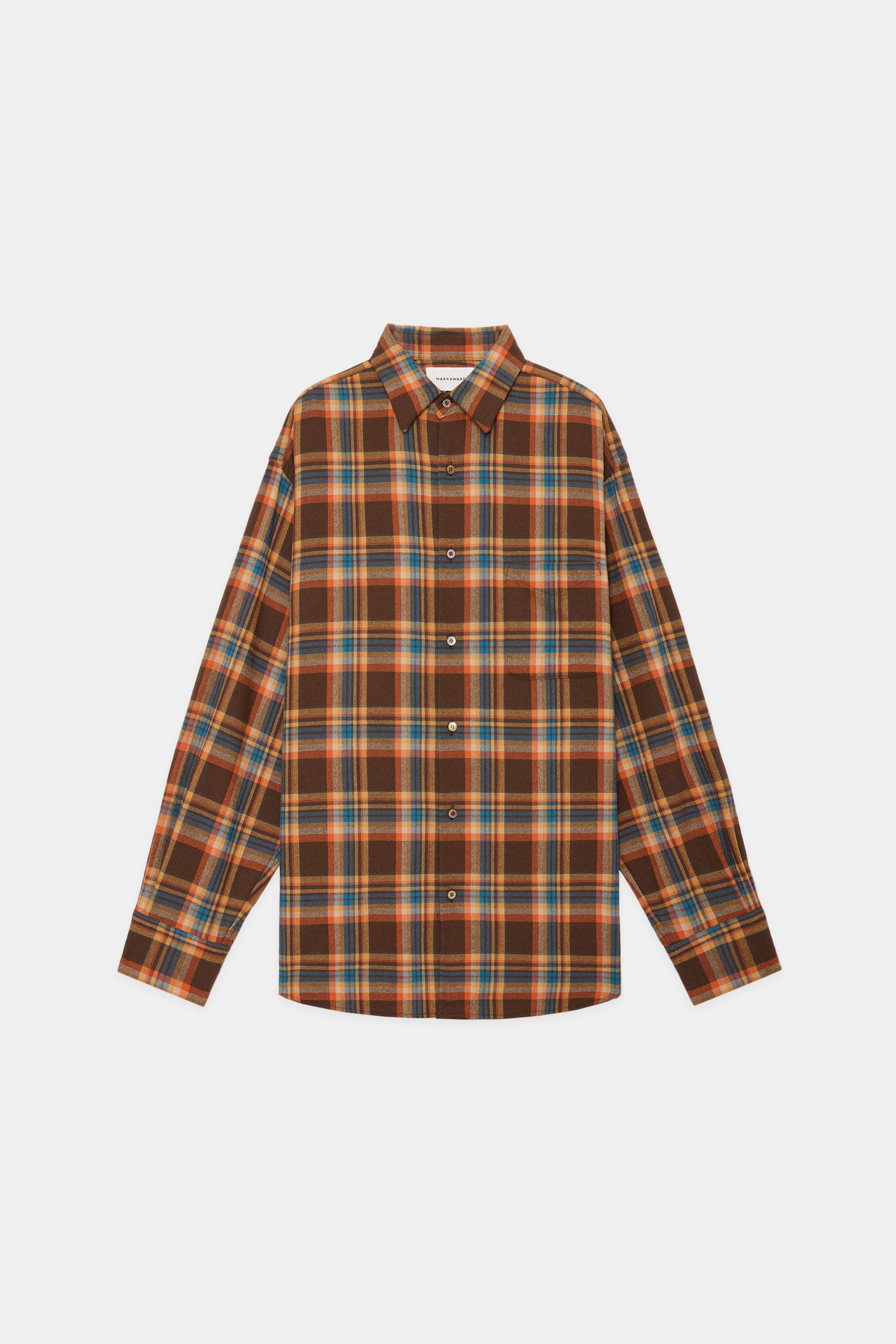 ウォッシャブル紡毛ウールチェック / コンフォートフィットシャツ, Orange Check