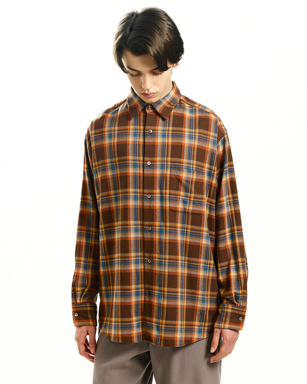 WASHABLE WOOLEN CHECK COMFORT FIT SHIRT, Orange Check