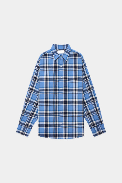 WASHABLE WOOLEN CHECK COMFORT FIT SHIRT, Blue Check