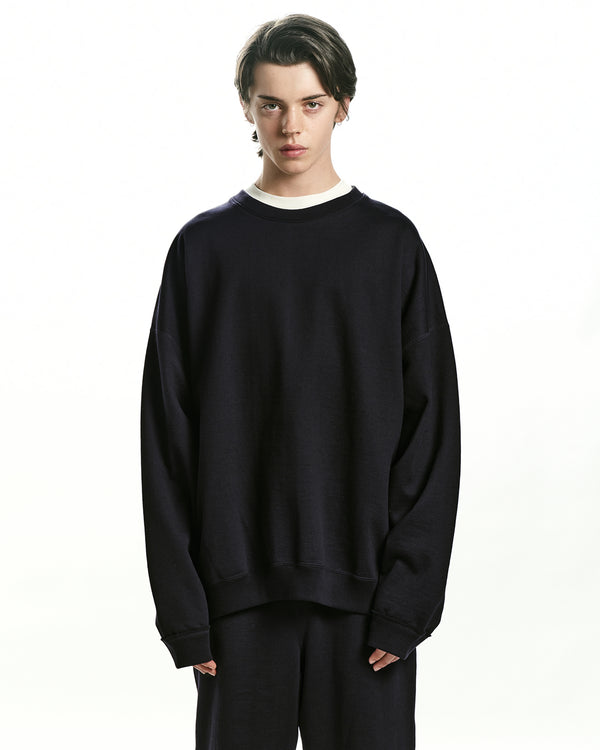 ORGANIC COTTON HEAVY FLEECE HUGE SWEAT, Black