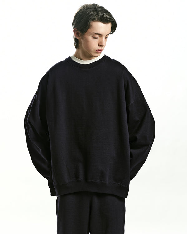 ORGANIC COTTON HEAVY FLEECE HUGE SWEAT, Black