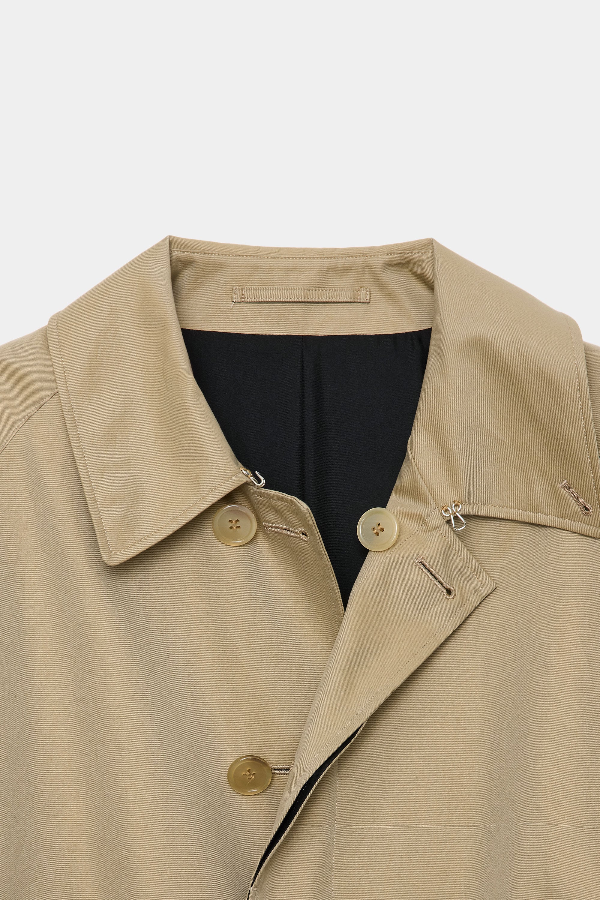 ORGANIC GIZA GABARDINE REVERSIBLE SINGLE TRENCH COAT, Khaki