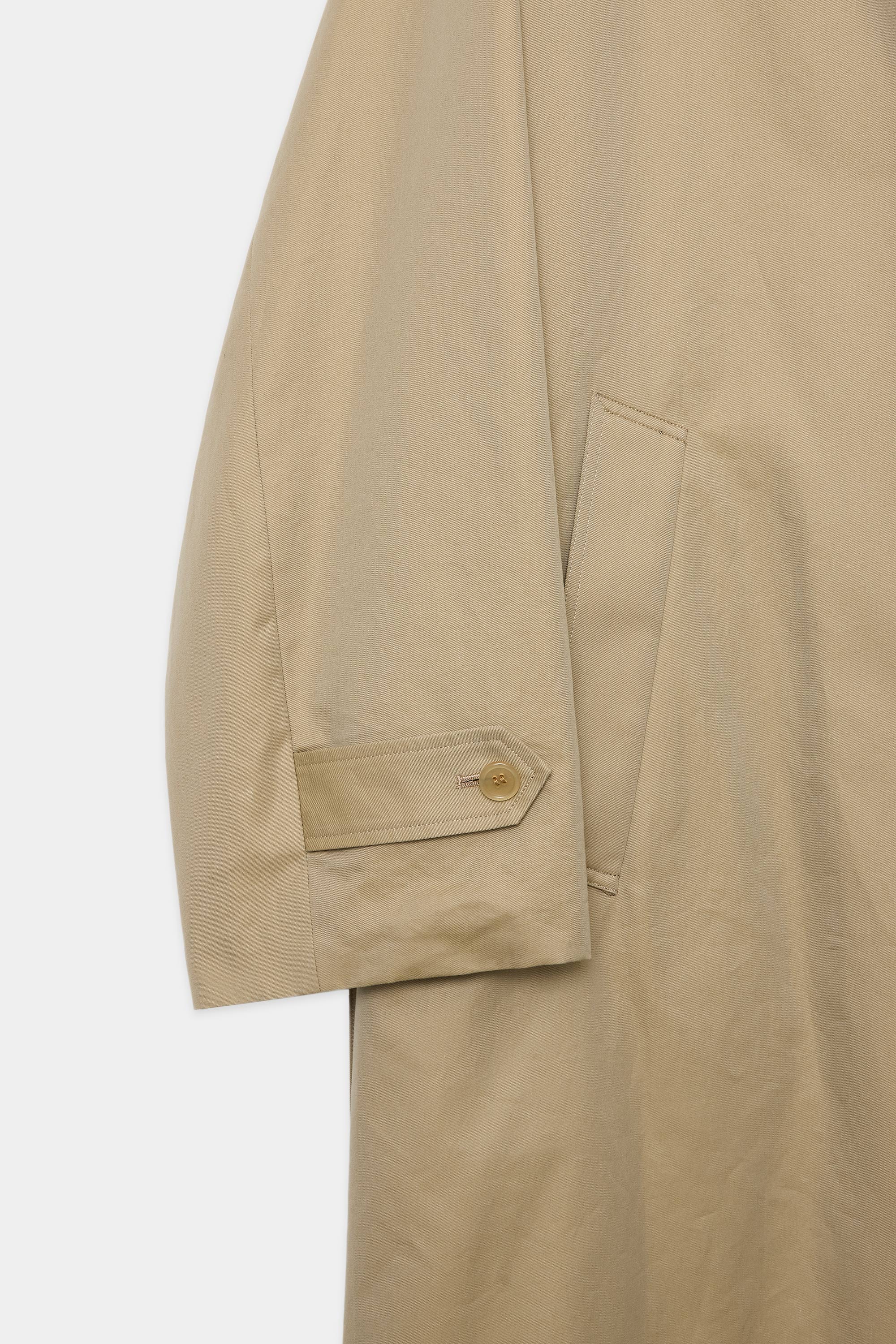 ORGANIC GIZA GABARDINE REVERSIBLE SINGLE TRENCH COAT, Khaki