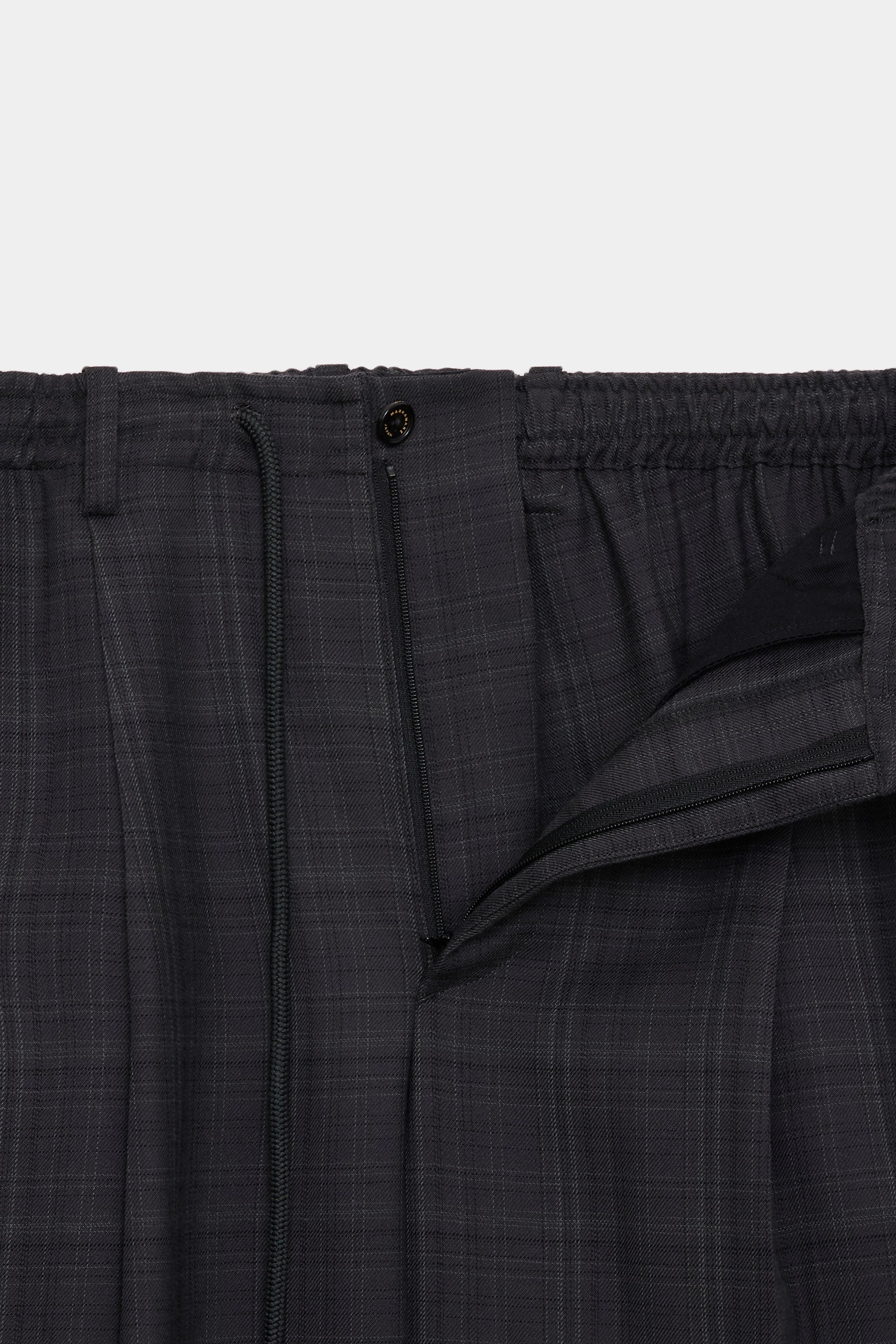 ORGANIC WOOL CHECK VIYELLA DOUBLE PLEATED EASY TROUSERS, Charcoal Check