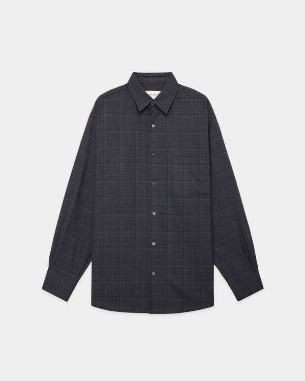 ORGANIC WOOL CHECK VIYELLA COMFORT FIT SHIRT, Charcoal Check