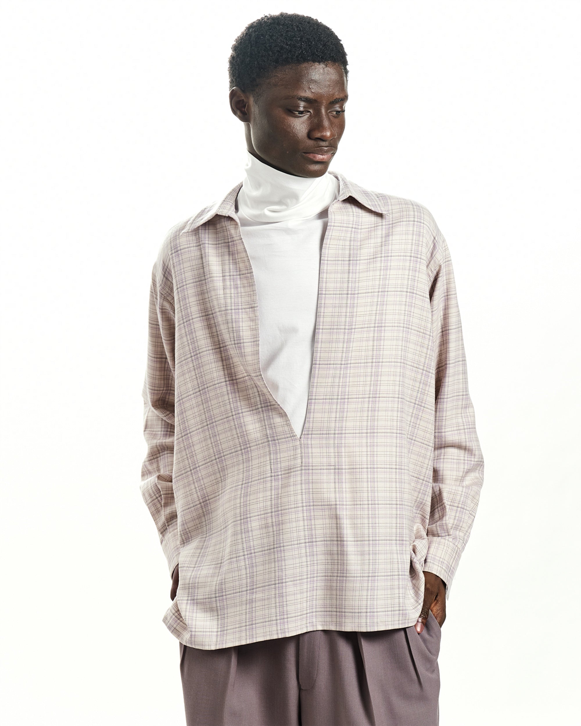 ORGANIC WOOL CHECK VIYELLA VAREUSE SHIRT, Graige Check