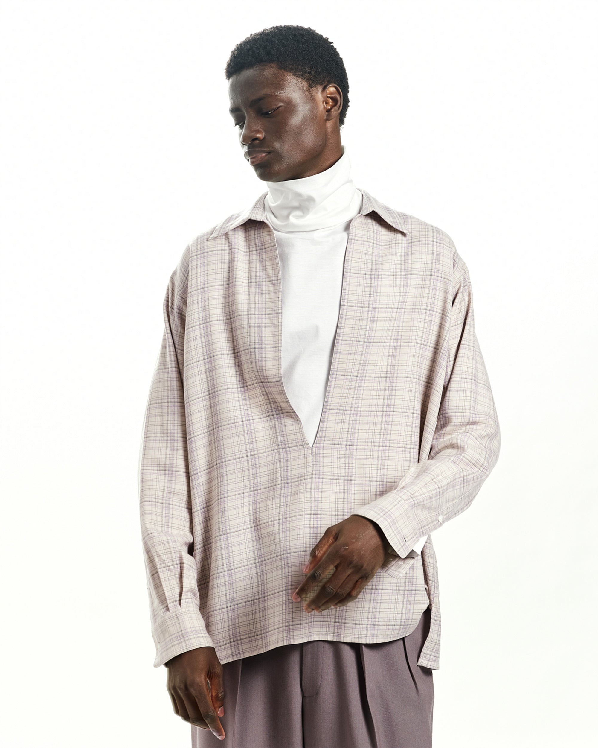 ORGANIC WOOL CHECK VIYELLA VAREUSE SHIRT, Graige Check