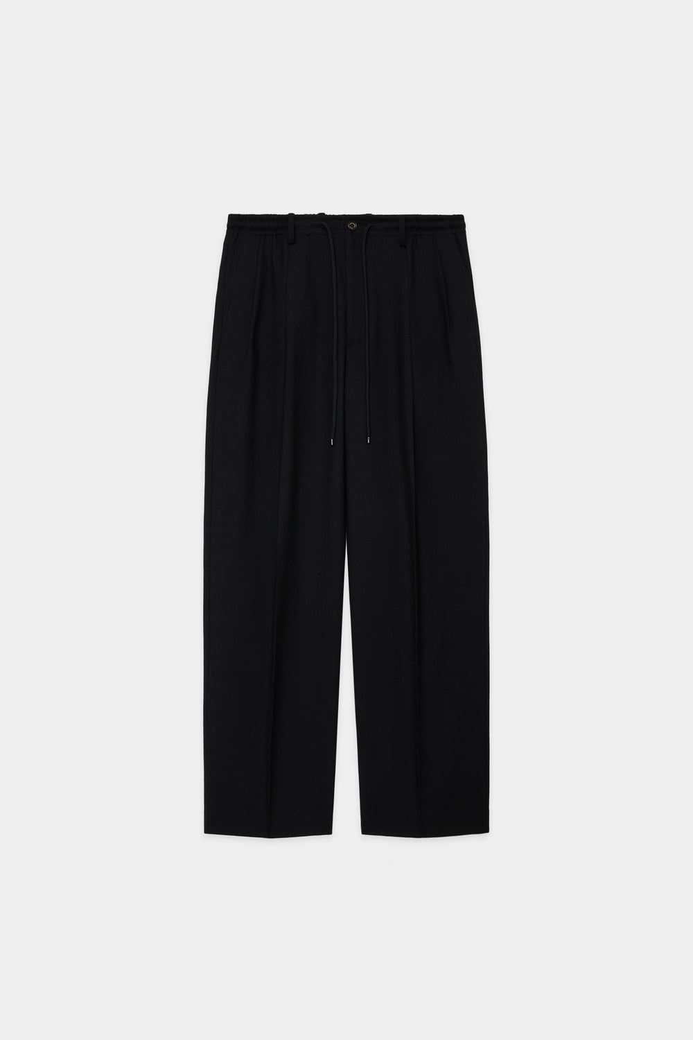 ORGANIC WOOL VIYELLA DOUBLE PLEATED EASY TROUSERS, Black