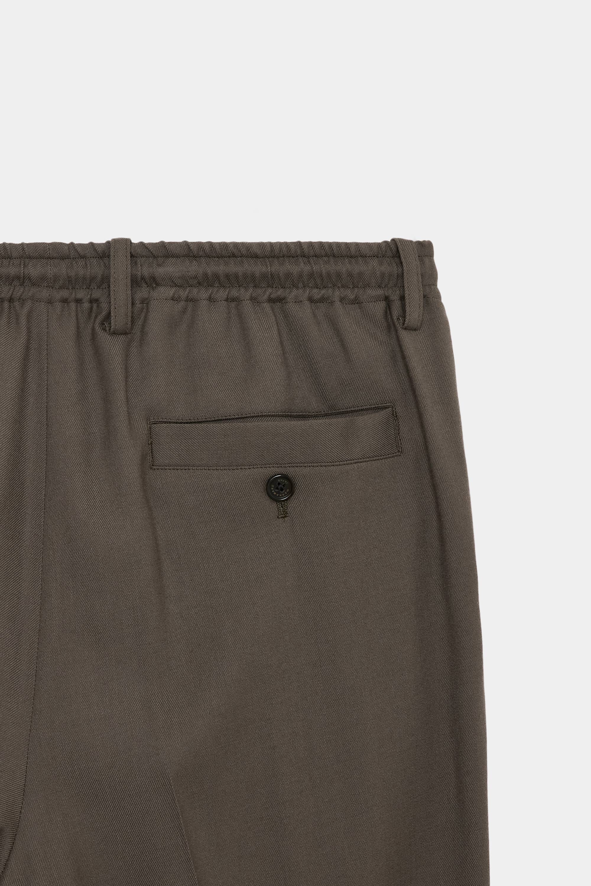 ORGANIC WOOL VIYELLA DOUBLE PLEATED EASY TROUSERS, Olive