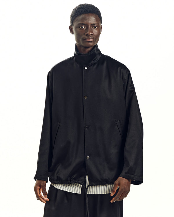 CASHMERE SATIN COACH JACKET, Black