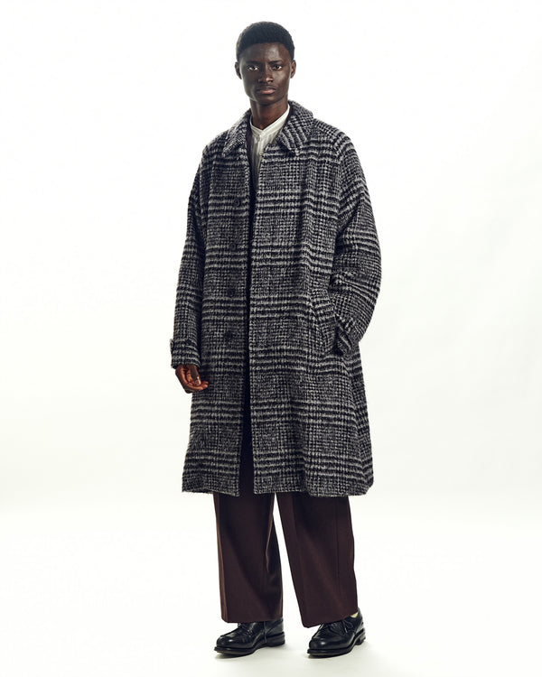 ALPACA SHAGGY PLAID ALPACA WALK ABOUT COAT, Gray Check