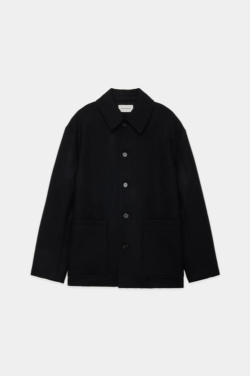 ORGANIC WOOL DOUBLE CLOTH WORK JACKET, Black