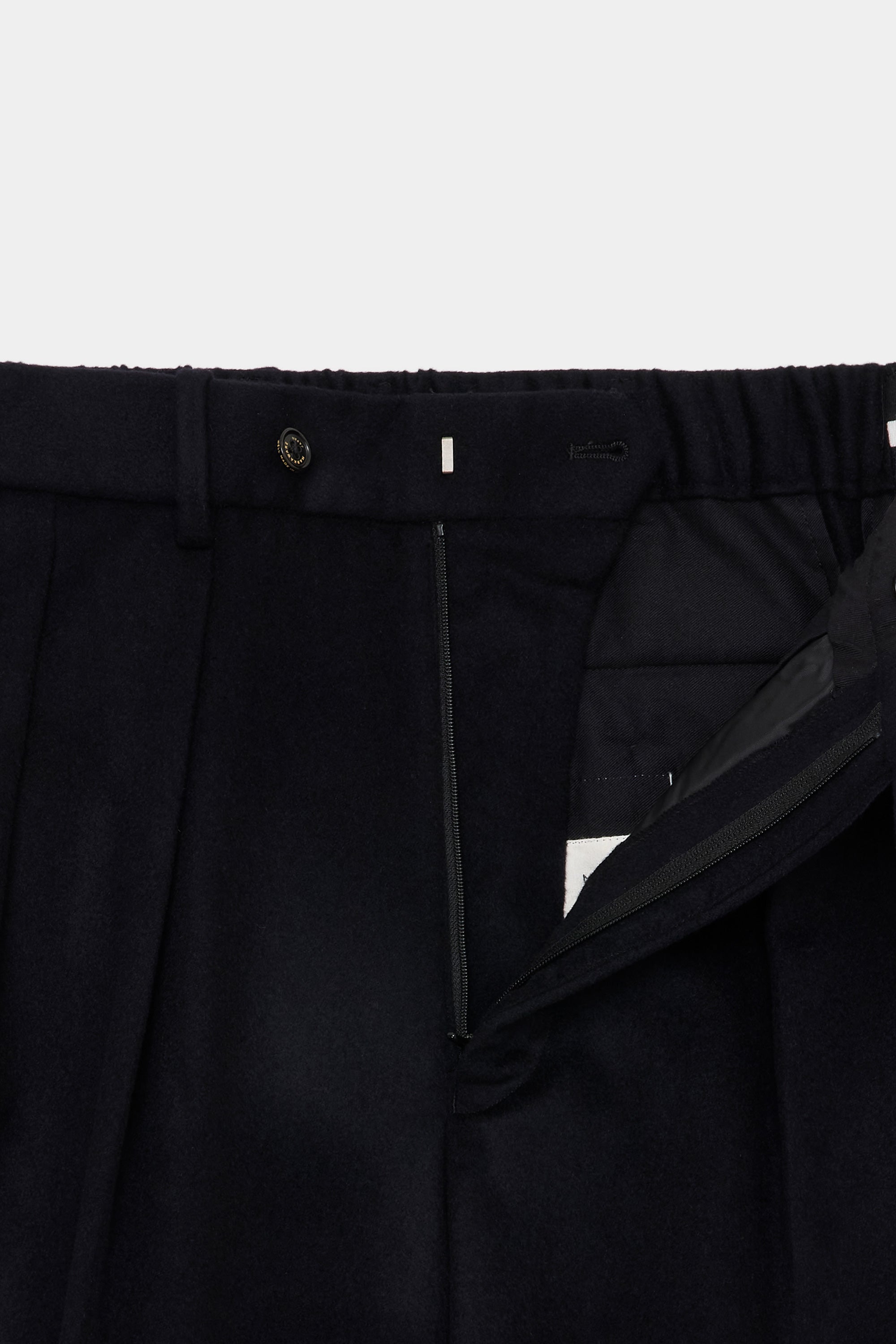 CASHMERE FLANNEL CASHMERE DOUBLE PLEATED TROUSERS, Dark Navy