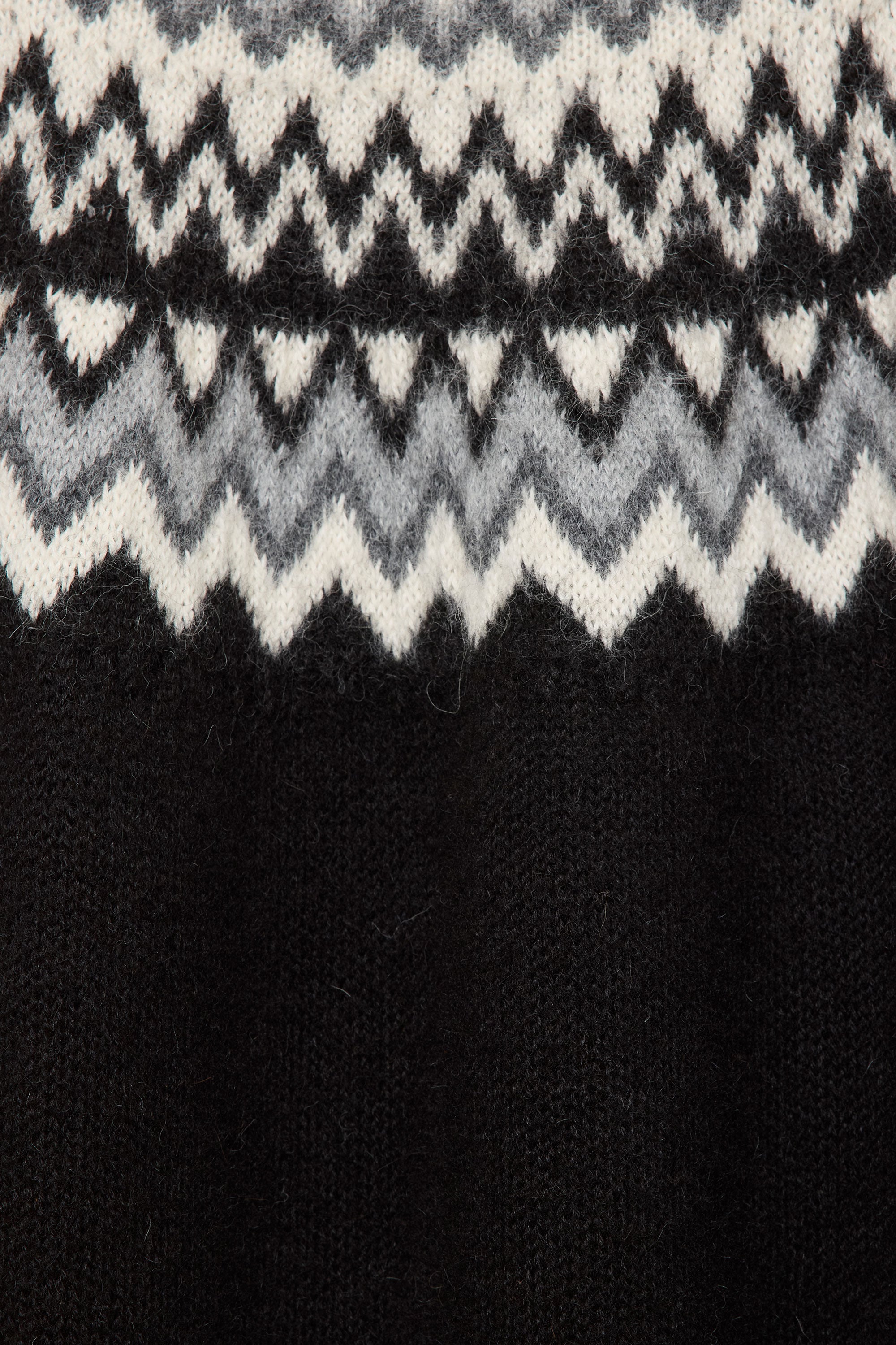 NATURAL COLOR ALPACA SNOW PATTERN JUMPER, Natural Black