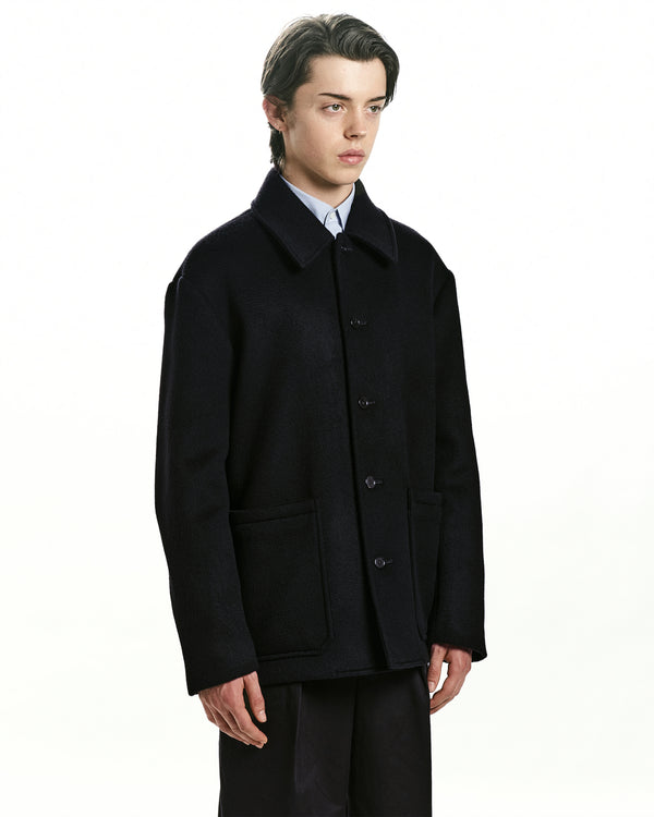 CASHMERE MELTON CASHMERE WORK JACKET, Black