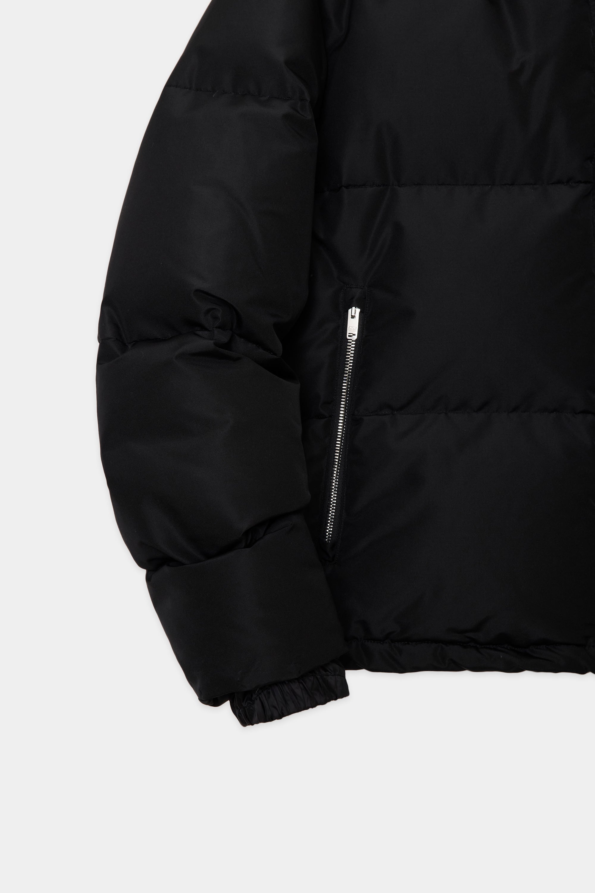 SILK GROSGRAIN SILK SHORT DOWN JACKET, Black