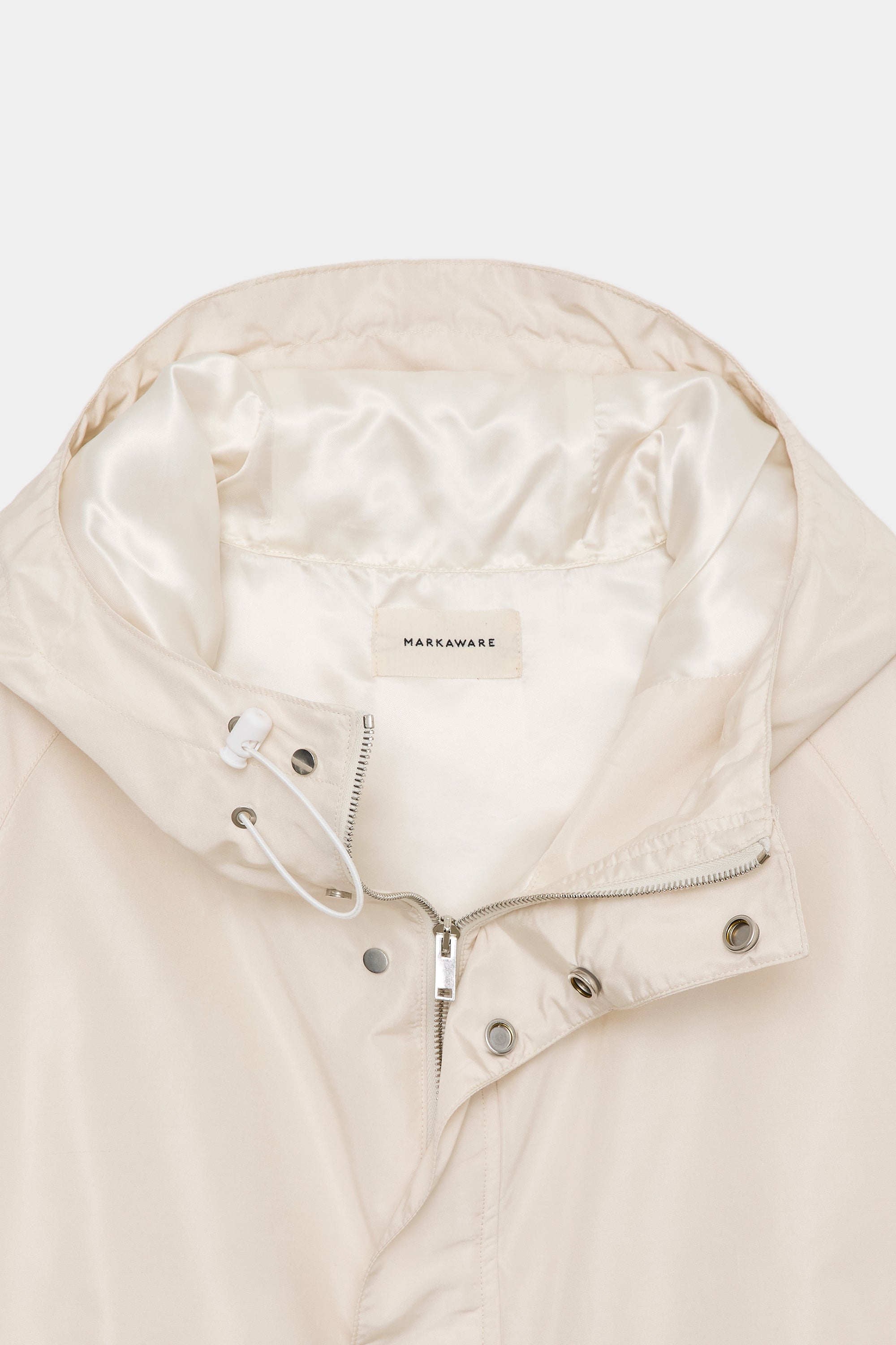 SILK GROSGRAIN SILK SHORT RAIN JACKET, Dirty White