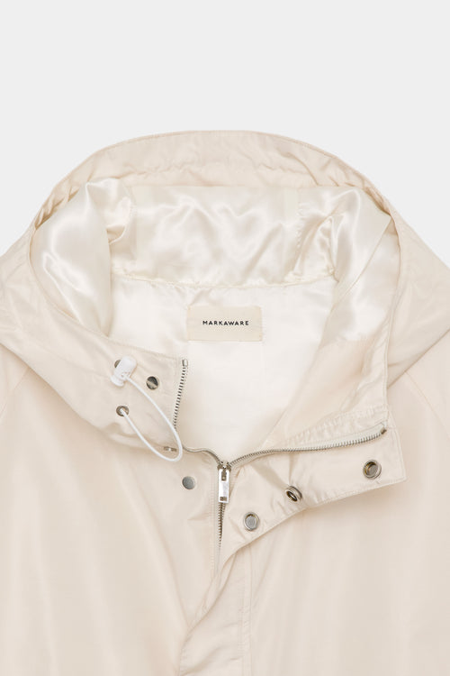 SILK GROSGRAIN SILK SHORT RAIN JACKET, Dirty White