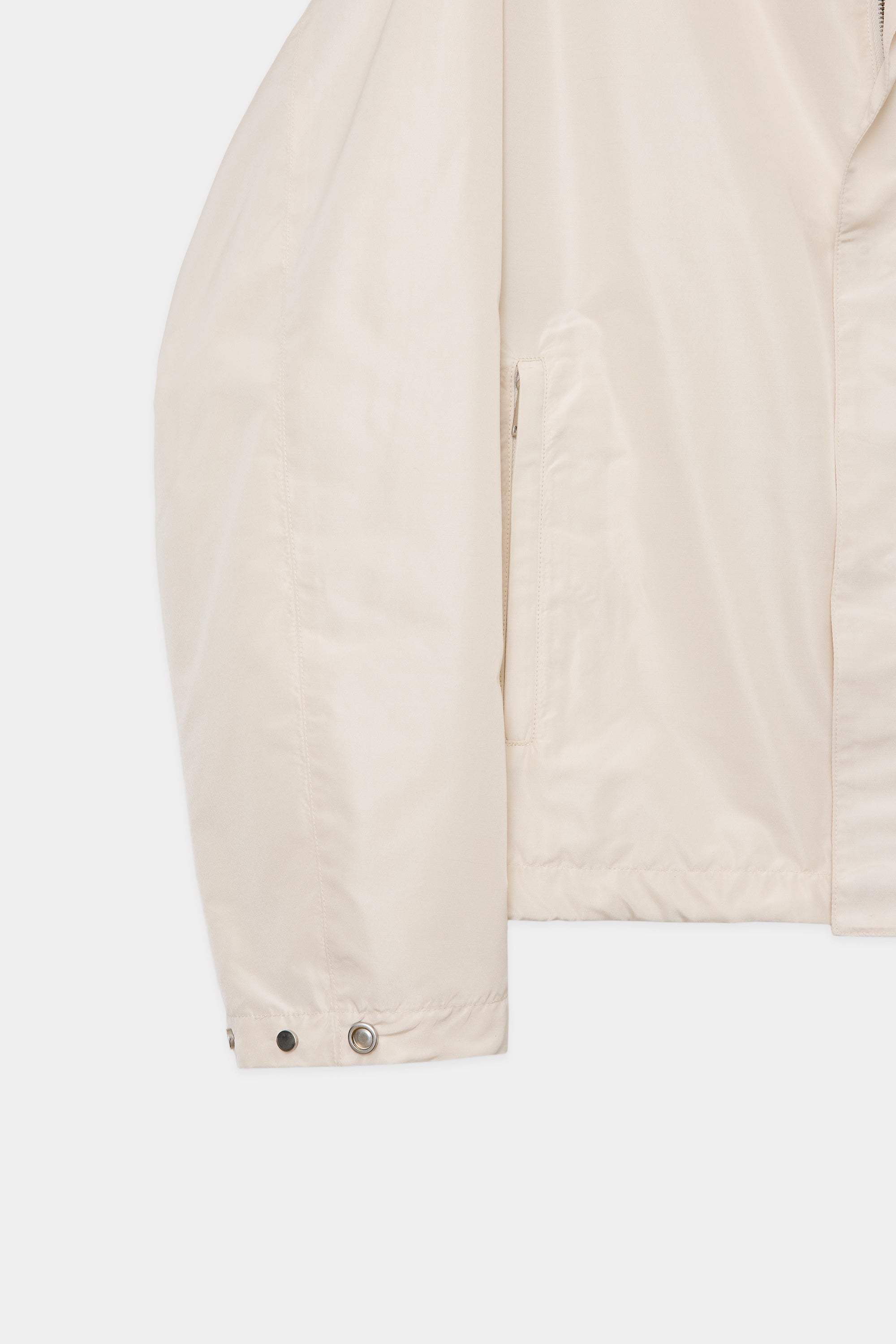 SILK GROSGRAIN SILK SHORT RAIN JACKET, Dirty White