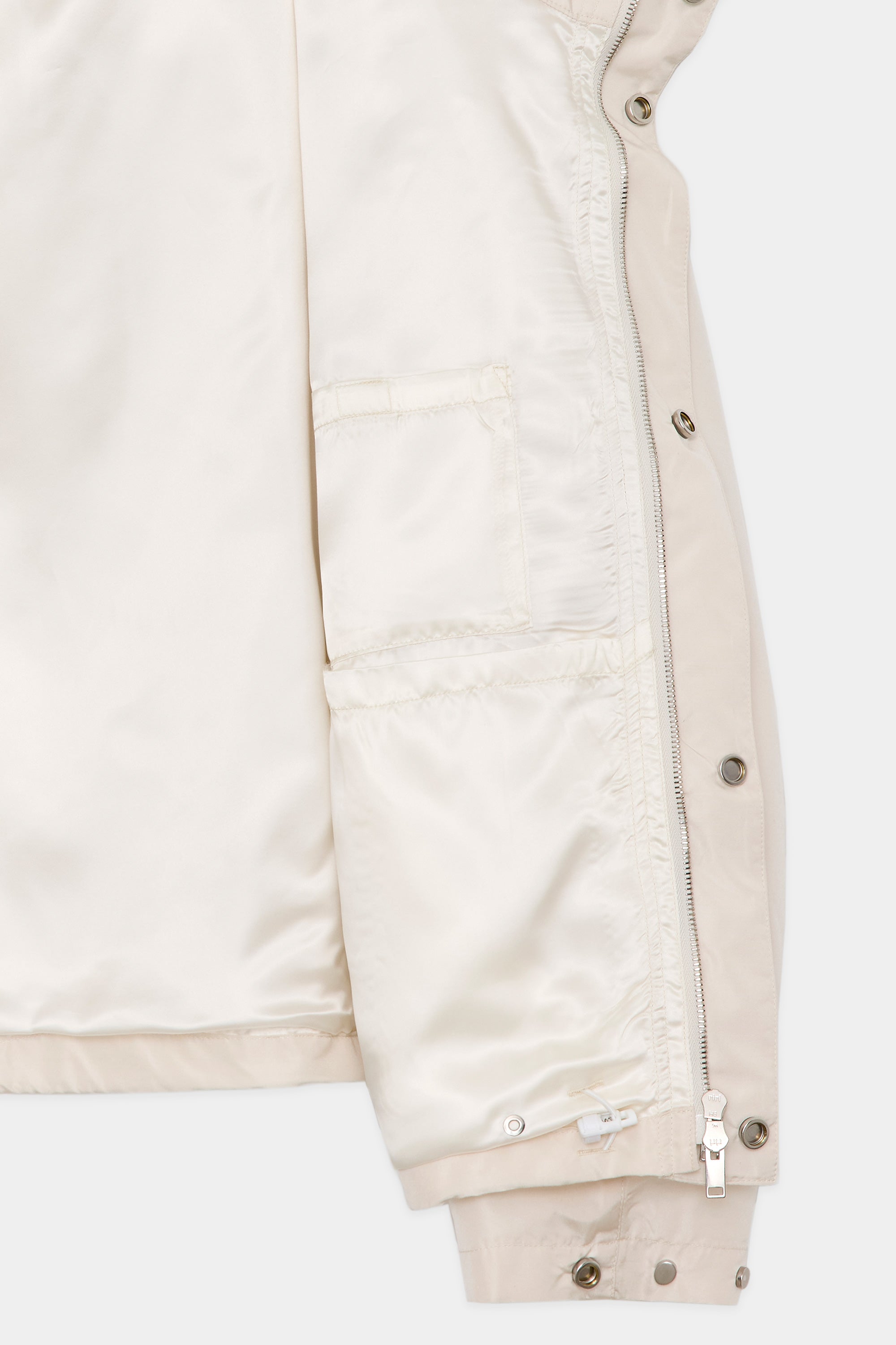 SILK GROSGRAIN SILK SHORT RAIN JACKET, Dirty White