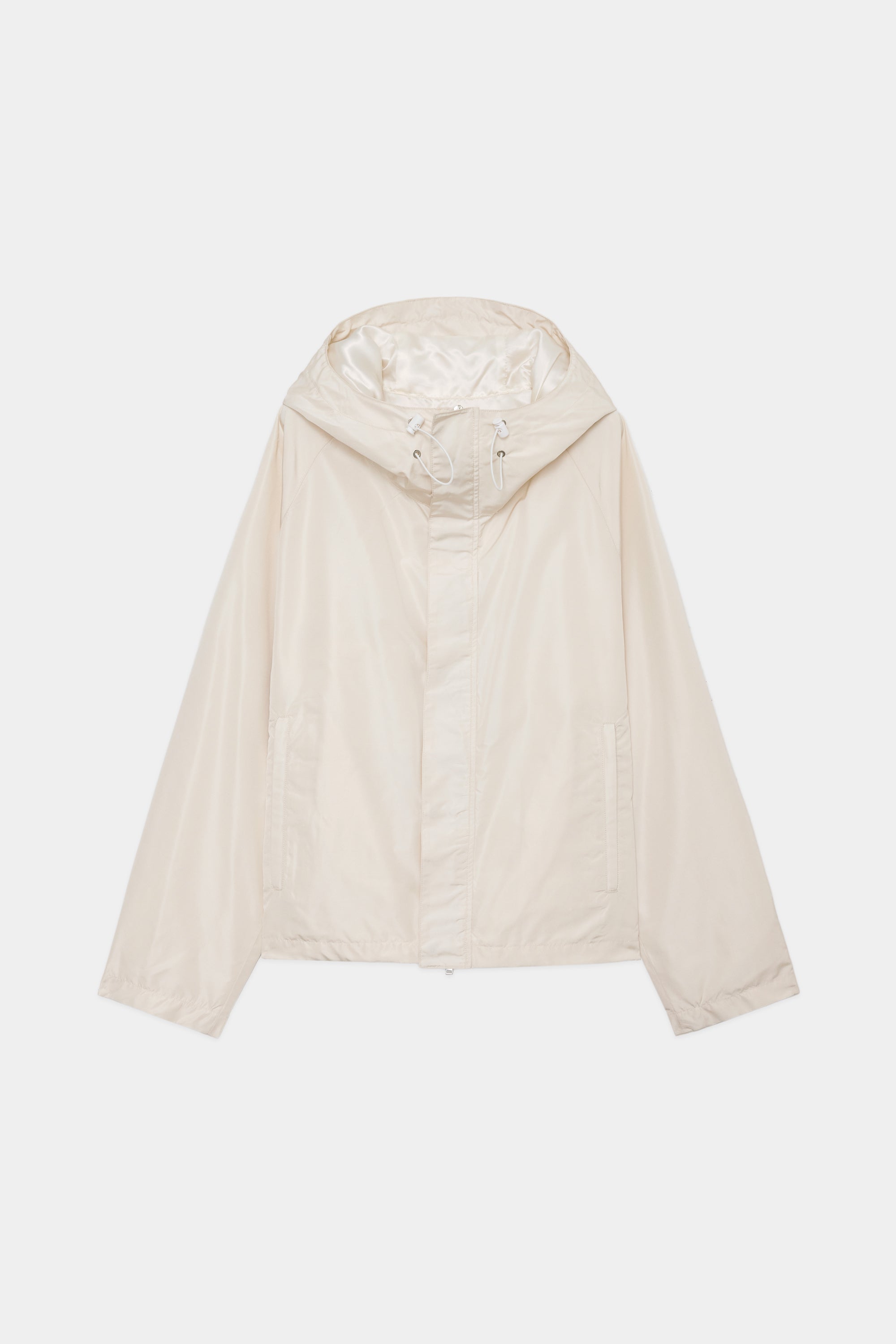 SILK GROSGRAIN SILK SHORT RAIN JACKET, Dirty White