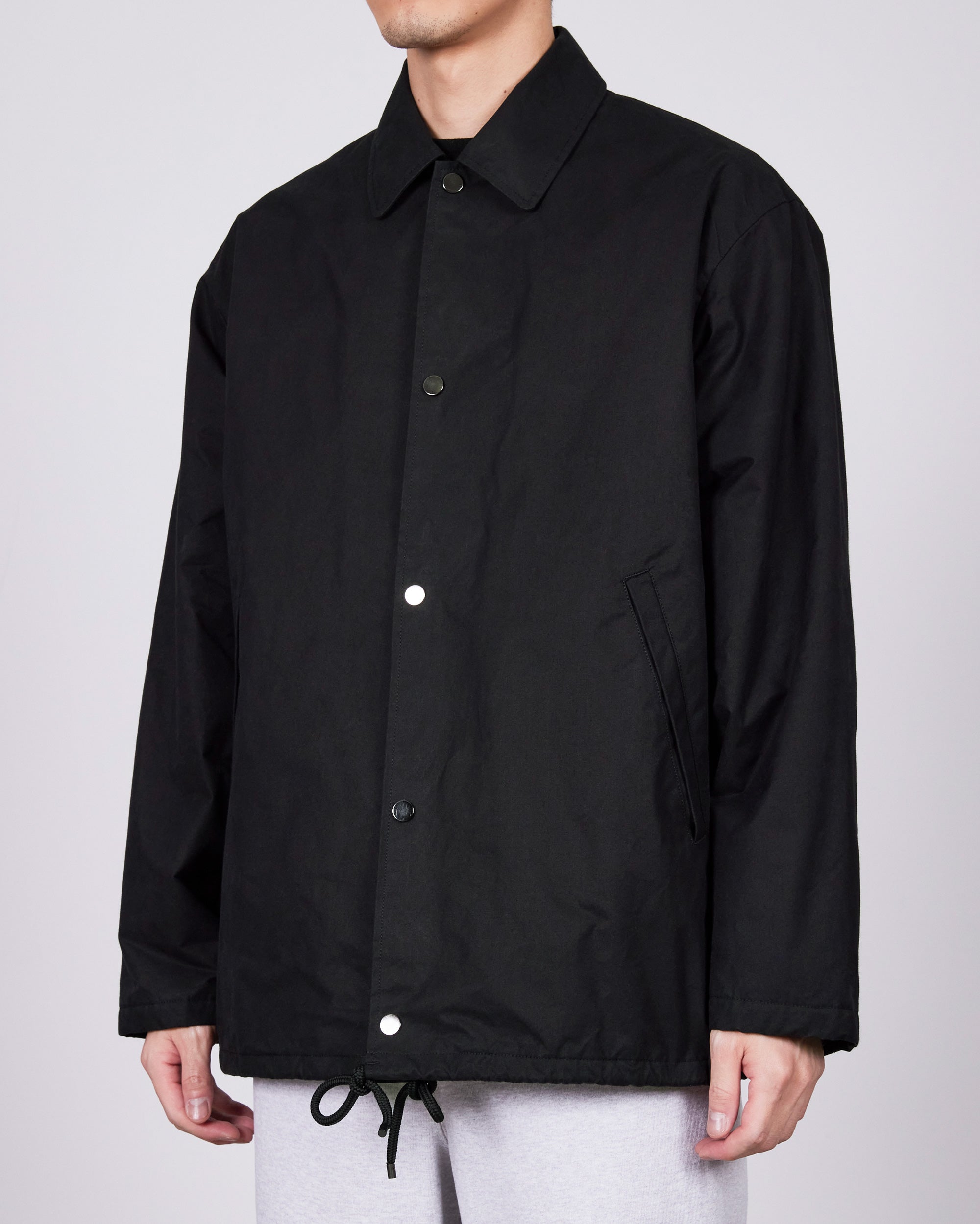 ORGANIC COTTON HEAVY ALL WEATHER CLOTH COACH JACKET, Black