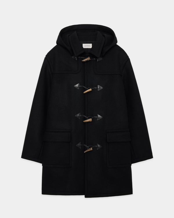 VINTAGE MELTON DUFFLE COAT, Black