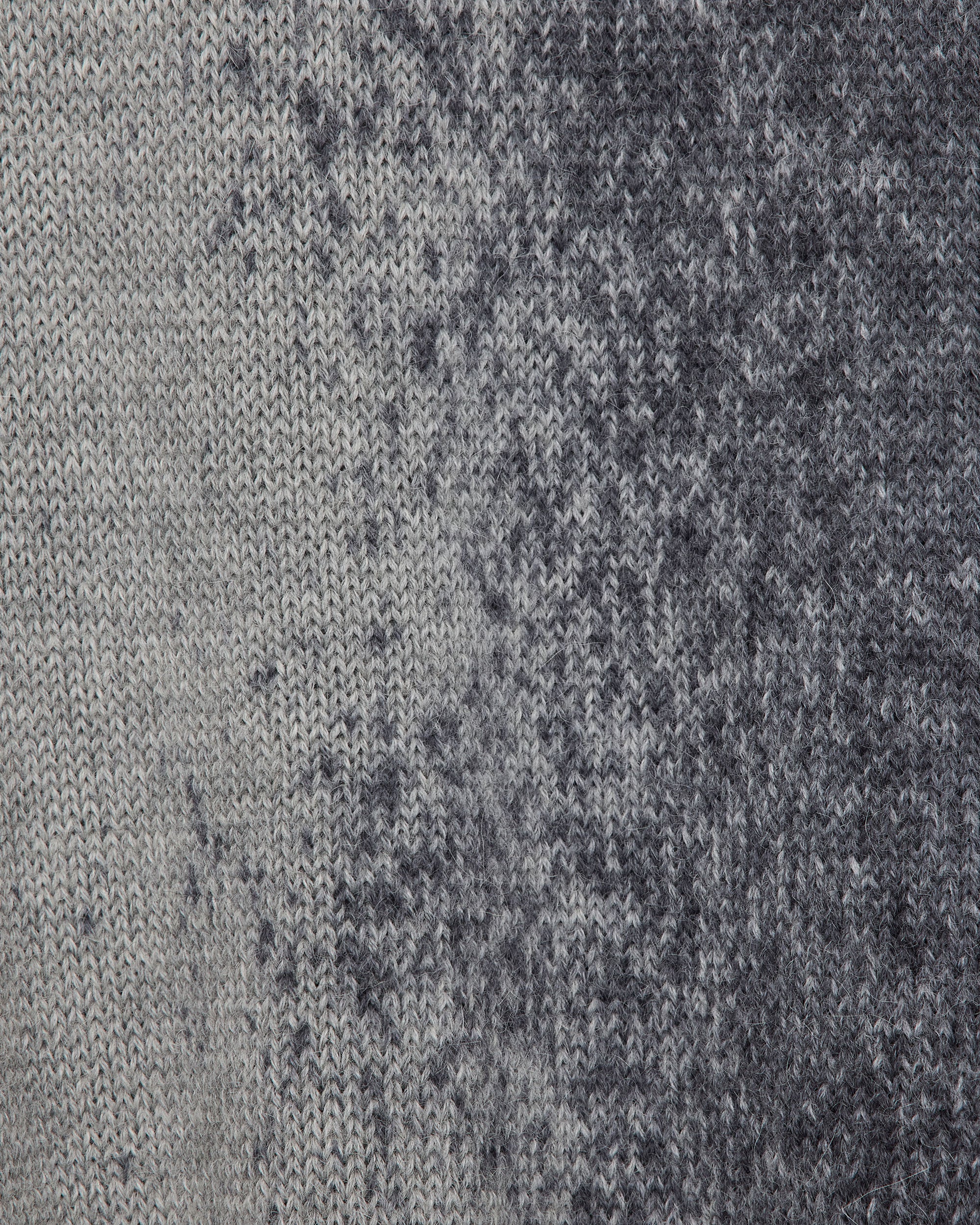 FINE ALPACA CREW NECK JUMPER "FOGGY DYEING",  Gray × Black