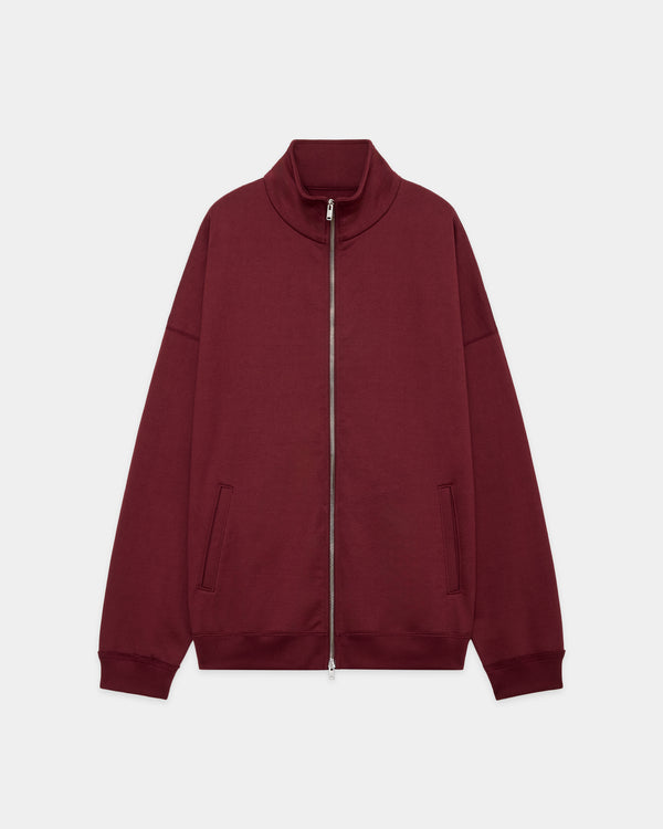 ORGANIC COTTON HEAVY FLEECE TRACK JACKET HUGE, Bordeaux