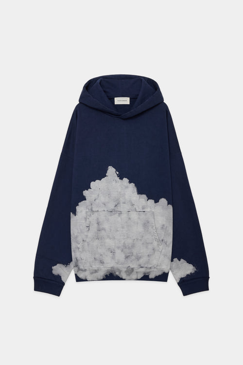 オーガニックコットンヘビー吊裏毛 / PARKING 別注 ヒュージパーカー "CLOUDY BLEACHING", Navy