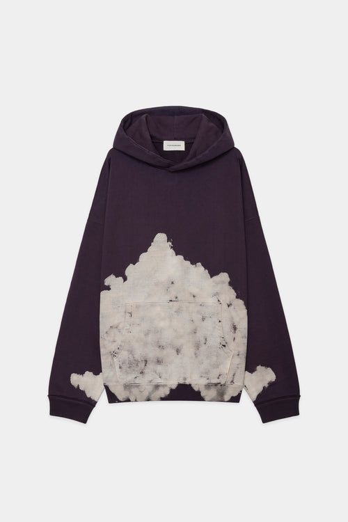 オーガニックコットンヘビー吊裏毛 / PARKING 別注 ヒュージパーカー"CLOUDY BLEACHING", Purple