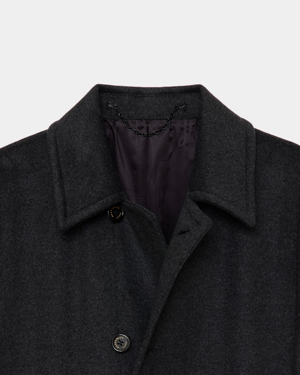 CASHMERE FLANNEL CASHMERE HALF COAT, Charcoal