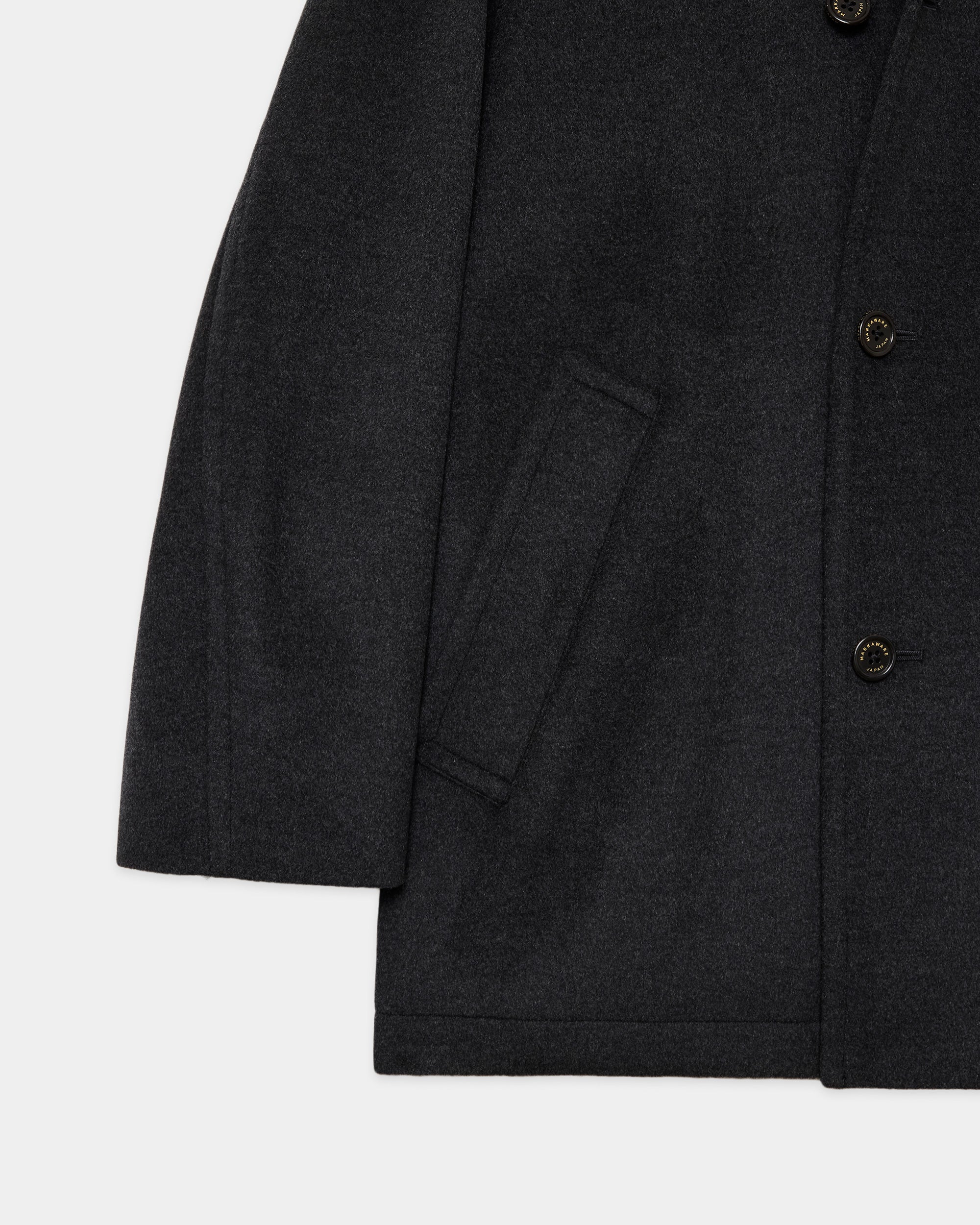 CASHMERE FLANNEL CASHMERE HALF COAT, Charcoal