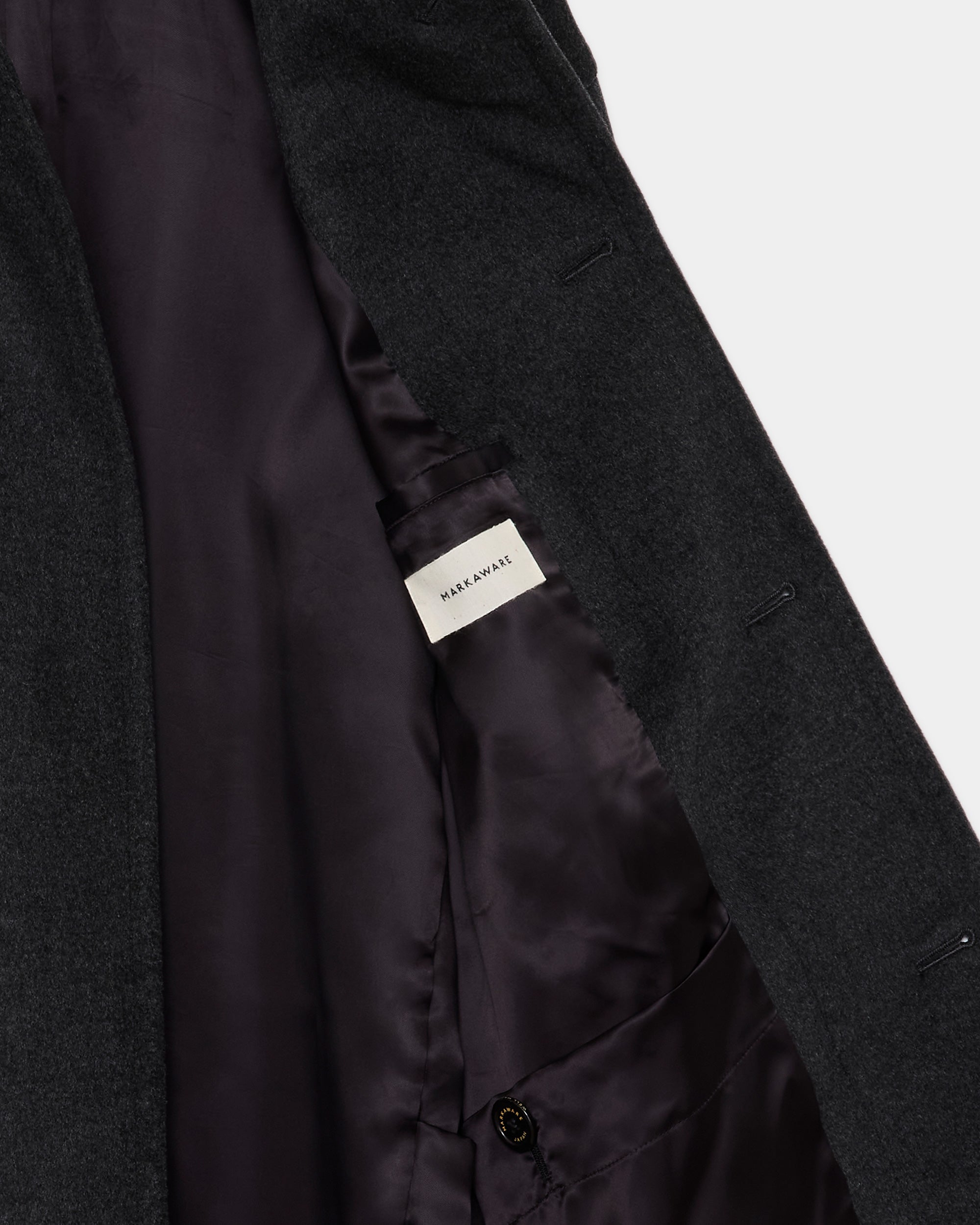 CASHMERE FLANNEL CASHMERE HALF COAT, Charcoal