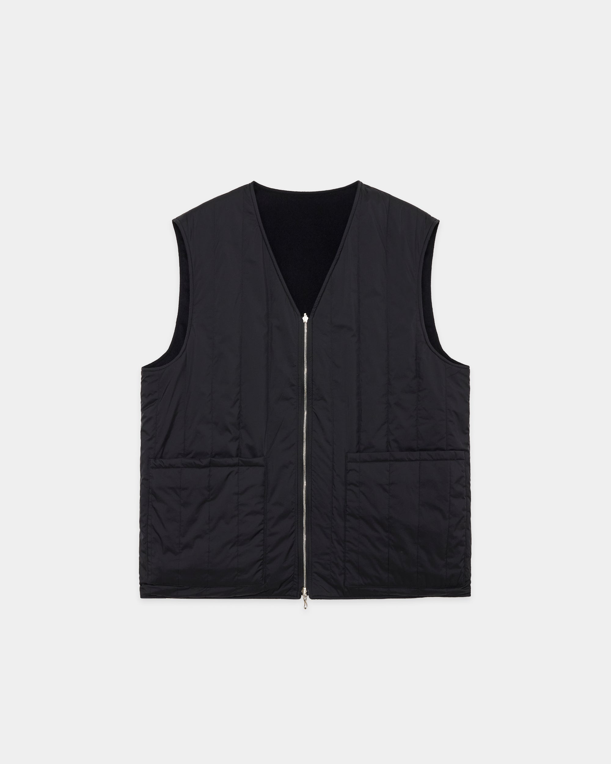 CASHMERE FLANNEL CASHMERE VEST, Black