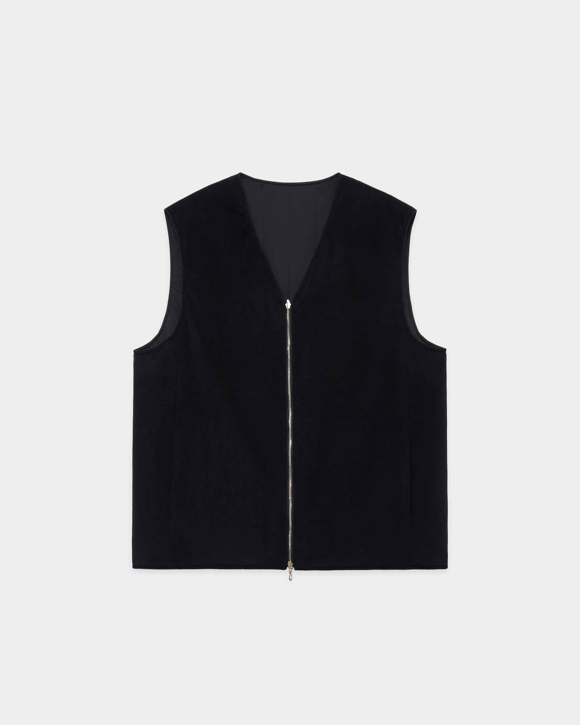 CASHMERE FLANNEL CASHMERE VEST, Black