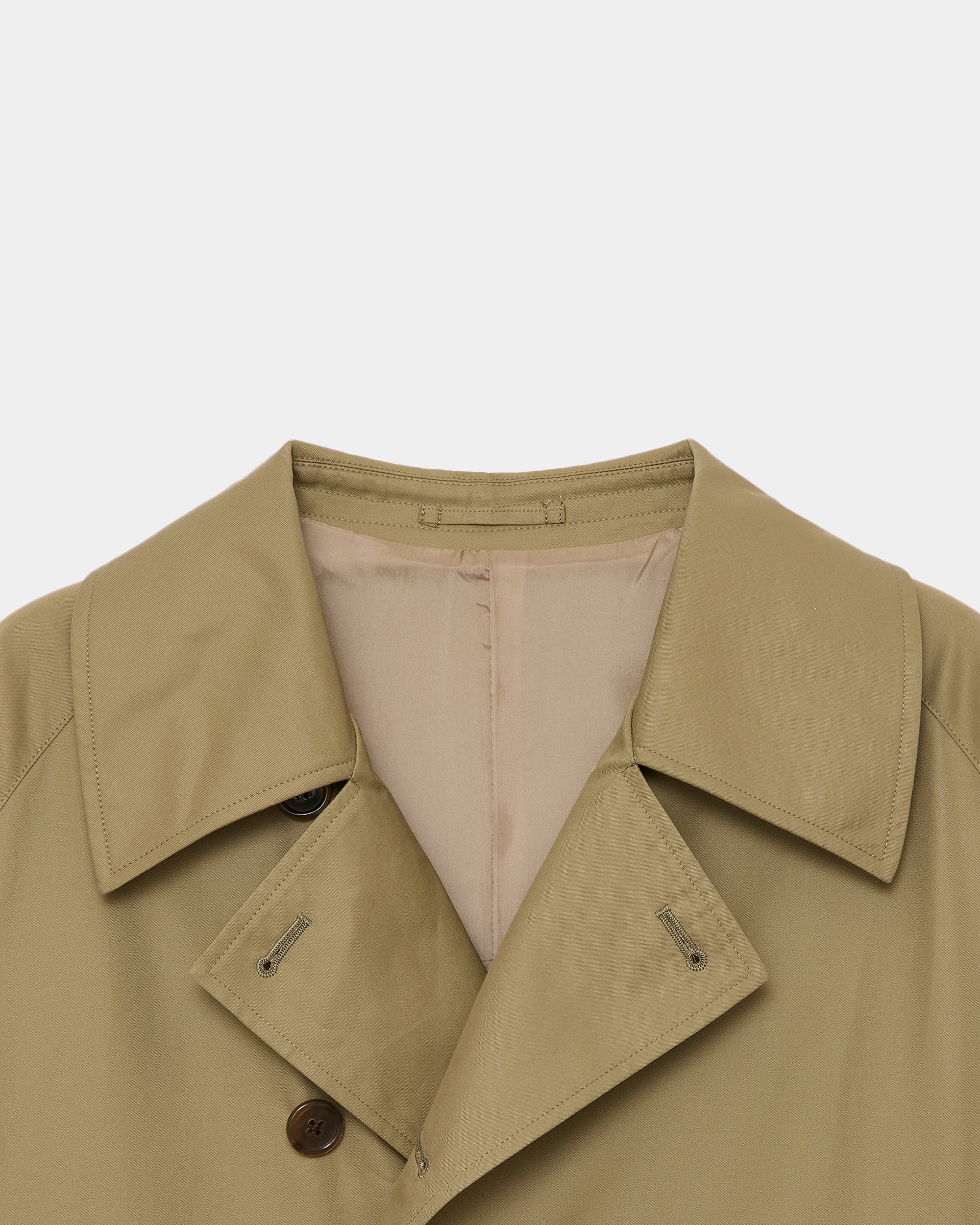 ORGANIC GIZA GABARDINE INVERTED PLEAT TRENCH COAT, Beige Khaki