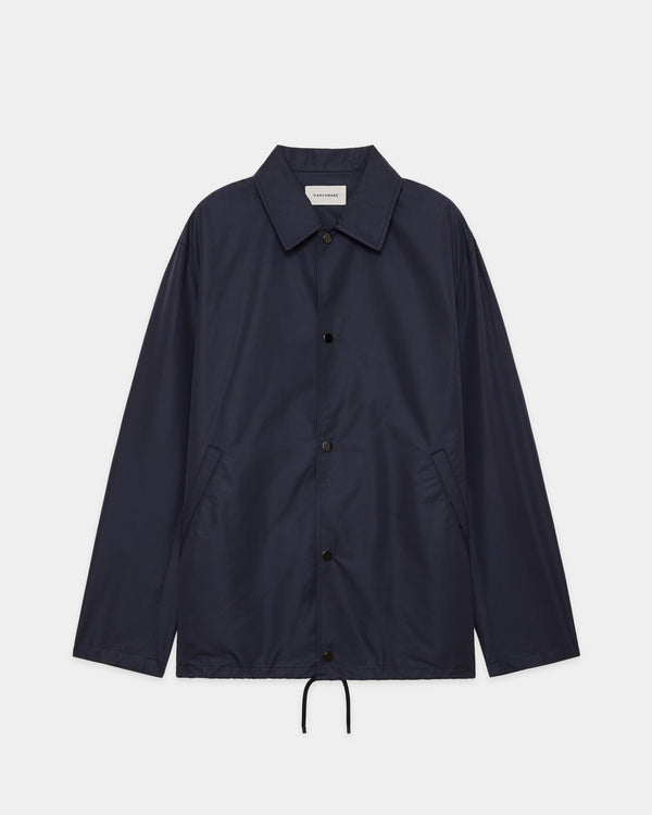 EGYPTIAN COTTON × RECYCLE POLYESTER WEATHER-CLOTH COACH JACKET II, Navy Charcoal