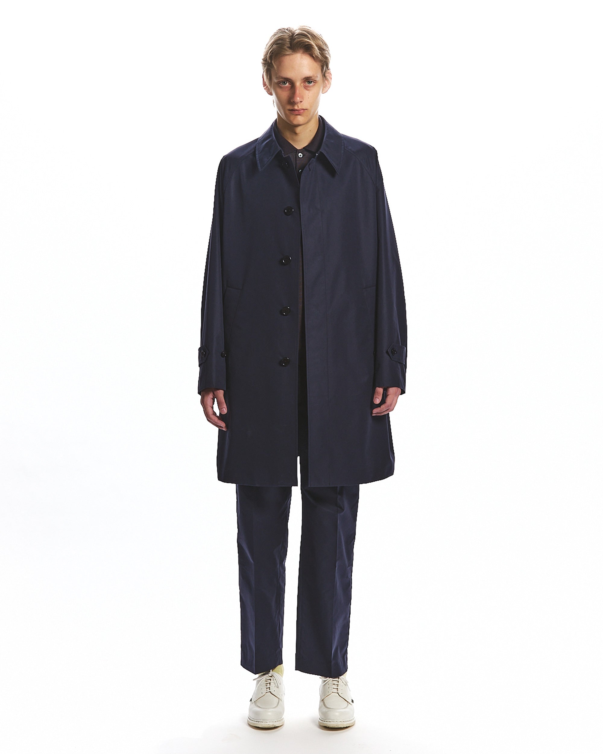 EGYPTIAN COTTON × RECYCLE POLYESTER WEATHER-CLOTH WALKABOUT COAT, Navy Charcoal