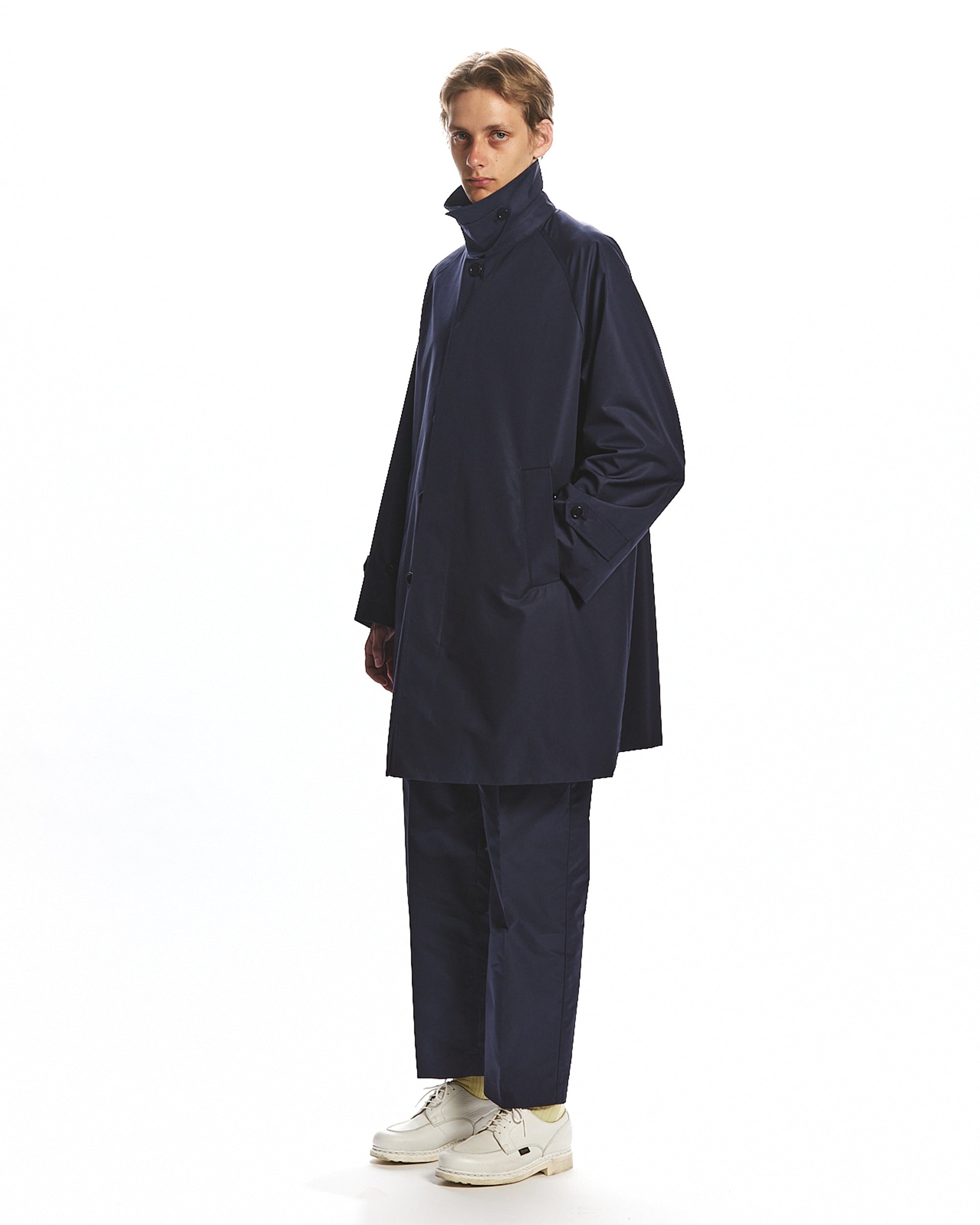 EGYPTIAN COTTON × RECYCLE POLYESTER WEATHER-CLOTH WALKABOUT COAT, Navy Charcoal