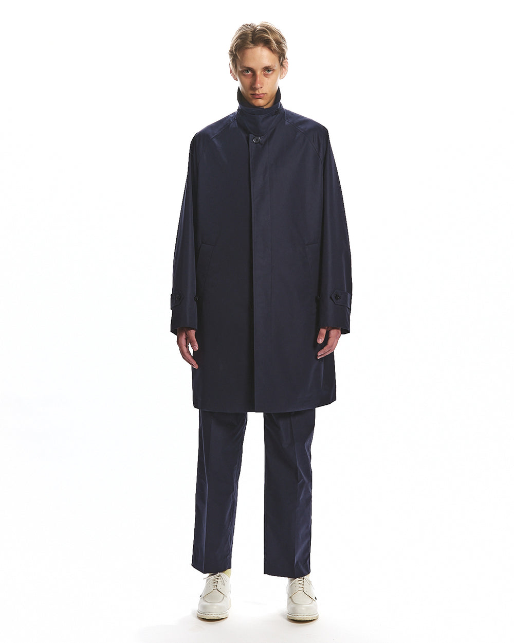 EGYPTIAN COTTON × RECYCLE POLYESTER WEATHER-CLOTH WALKABOUT COAT, Navy Charcoal