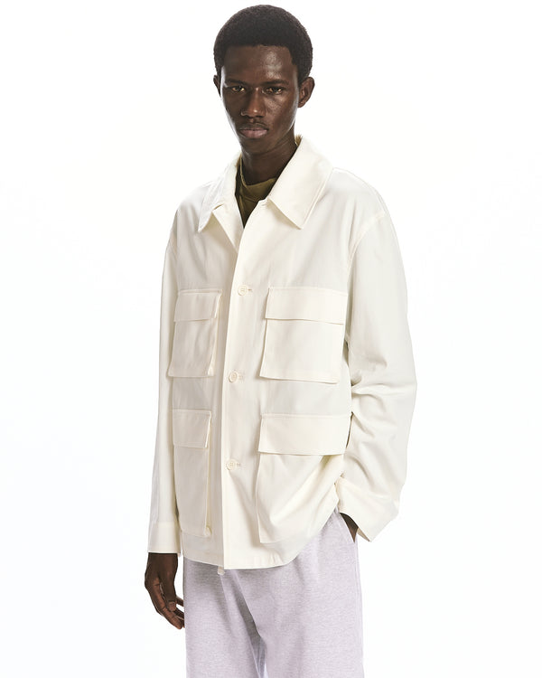 ORGANIC GIZA VOILE YARN TWILL 4POCKETS JACKET, White