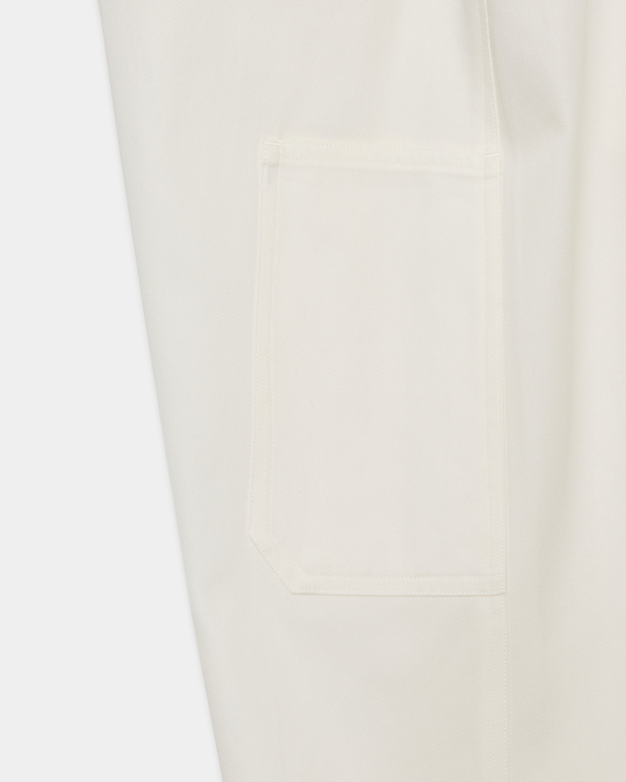 ORGANIC COTTON VOILE YARN TWILL WIDE CARPENTER TROUSERS, White