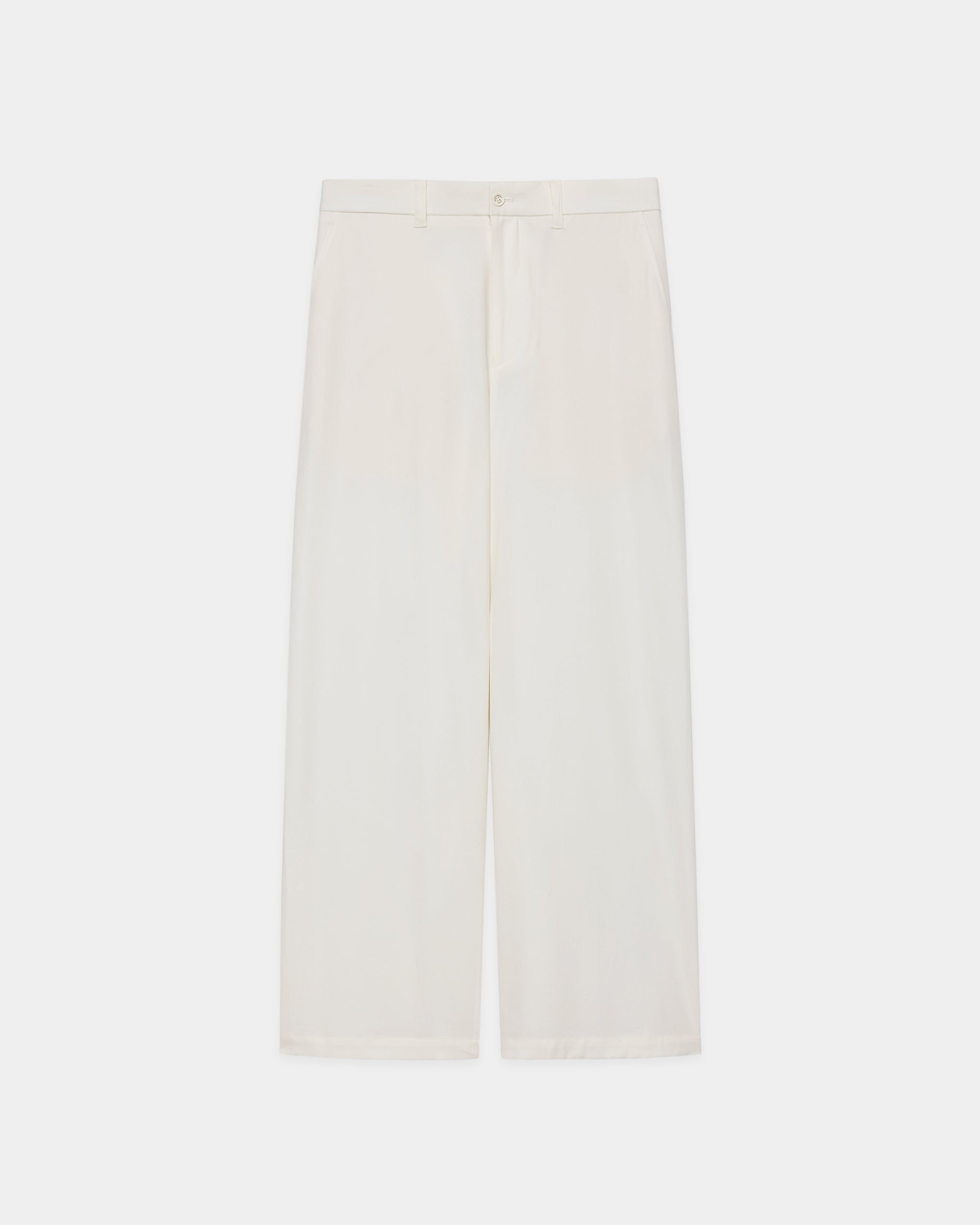 ORGANIC COTTON VOILE YARN TWILL WIDE CARPENTER TROUSERS, White