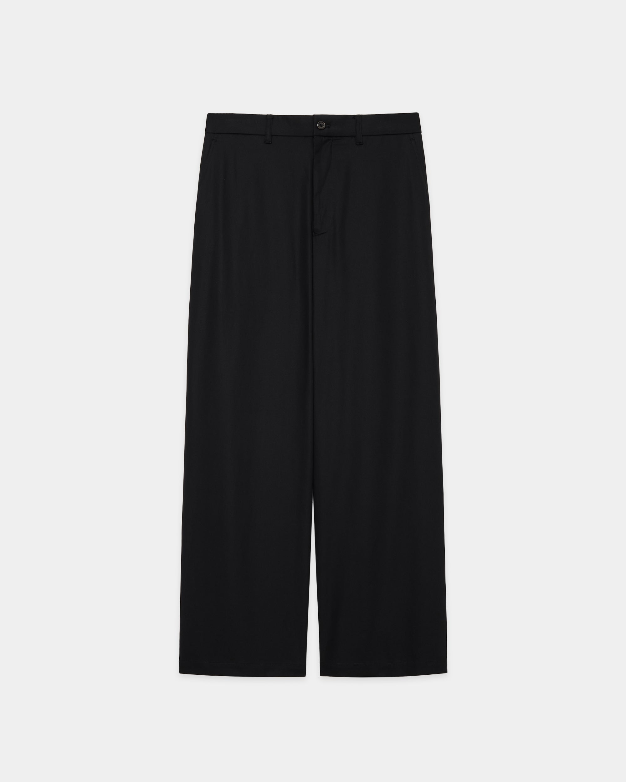 ORGANIC COTTON VOILE YARN TWILL WIDE CARPENTER TROUSERS, Black