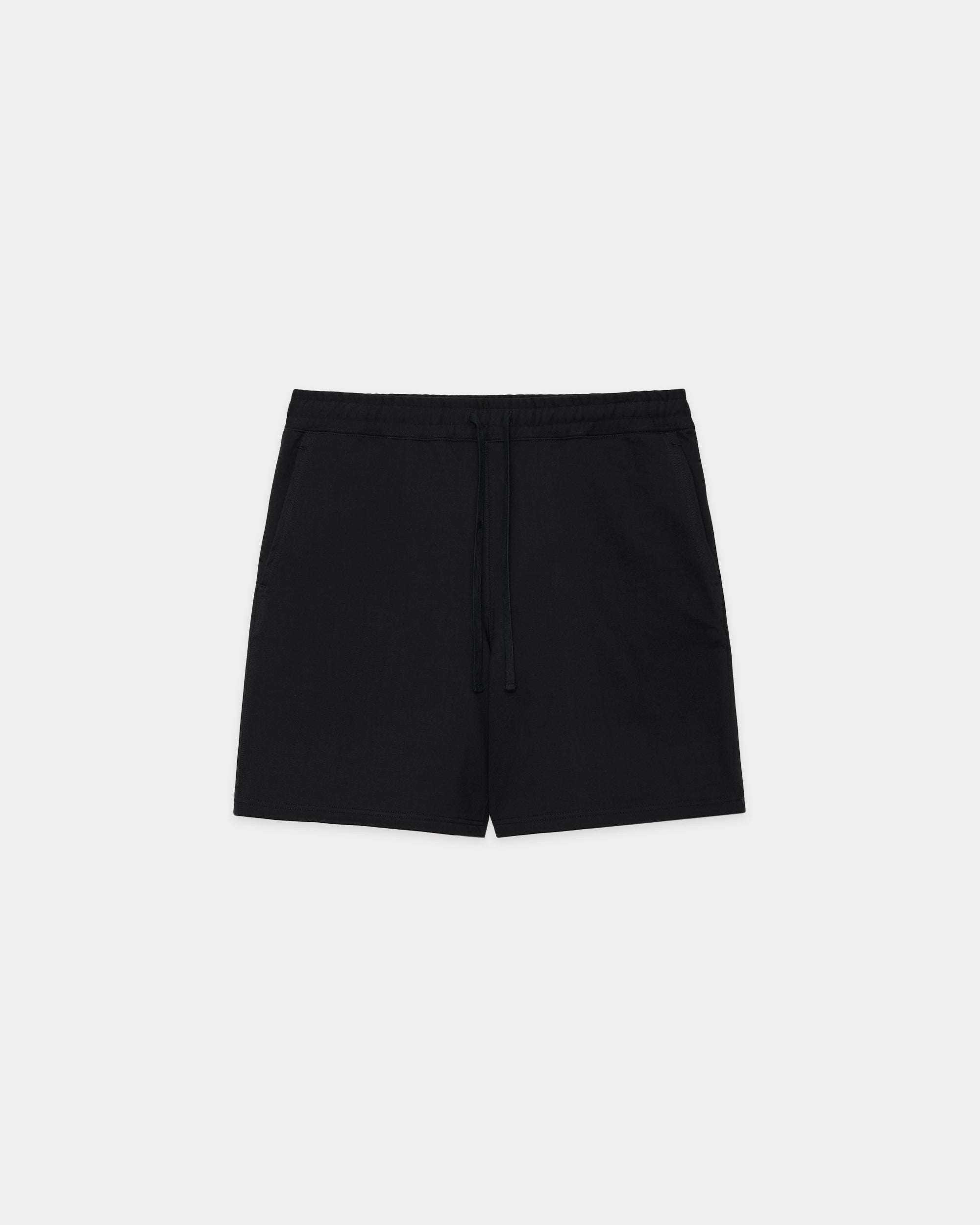 ORGANIC COTTON HEAVY FLEECE GYM SHORTS, Black