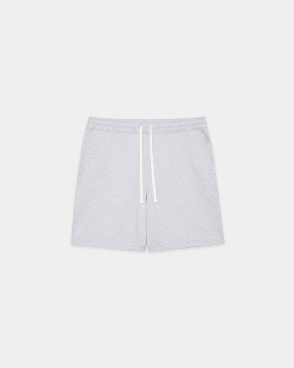 ORGANIC COTTON HEAVY FLEECE GYM SHORTS, Ash Gray