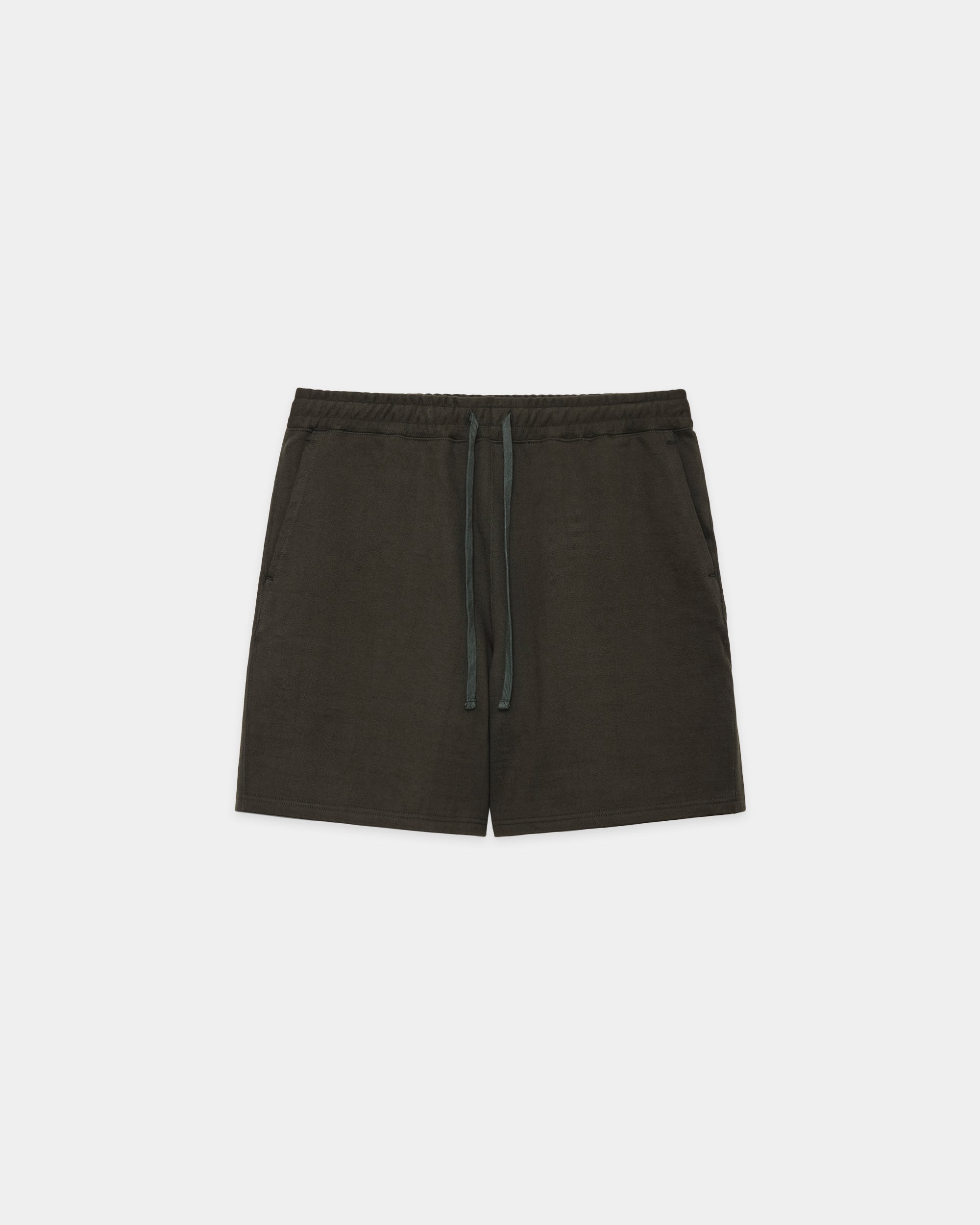 ORGANIC COTTON HEAVY FLEECE GYM SHORTS, Dark Olive