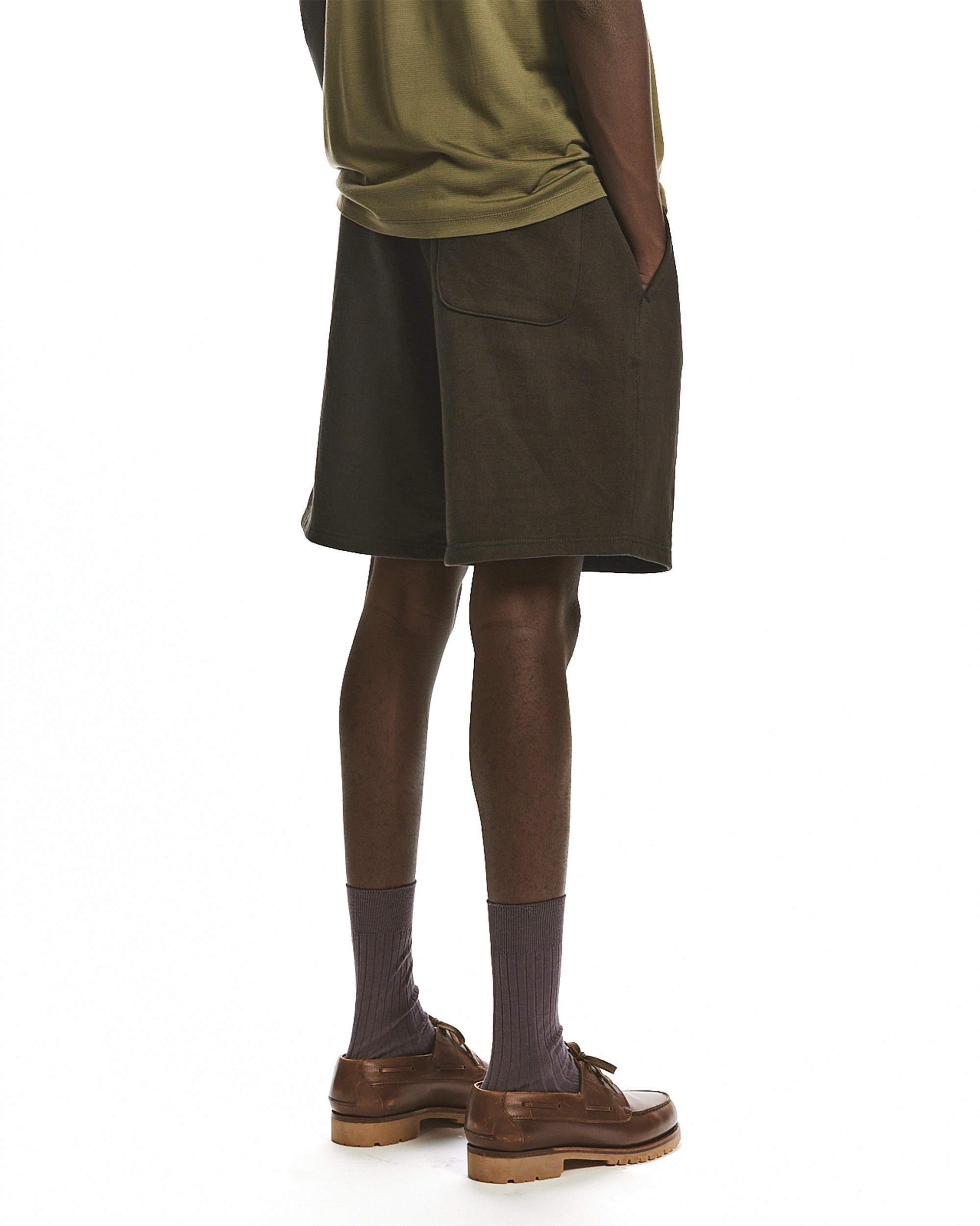 ORGANIC COTTON HEAVY FLEECE GYM SHORTS, Dark Olive